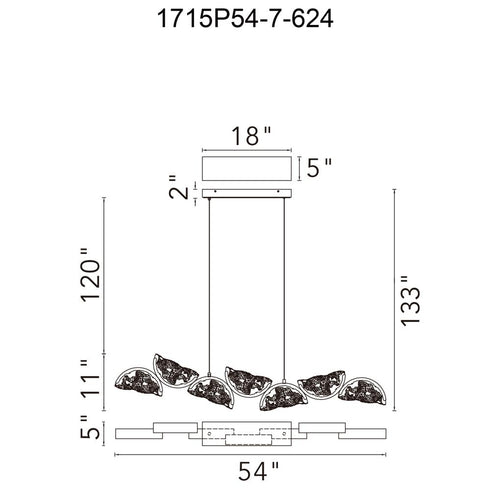 CWI Lighting Moon Integrated LED in Brass Chandelier Model: 1715P54-7-624