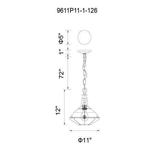 CWI Lighting Morgan 1 Light Down Mini Pendant With in Black Finish Model: 9611P11-1-101