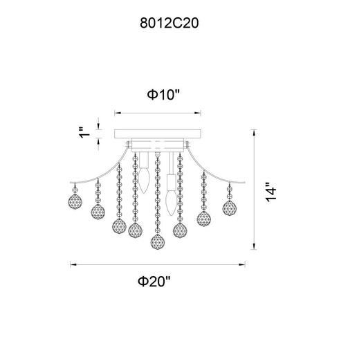 CWI Lighting Princess 6 Light Flush Mount With in Chrome Finish Model: 8012C20C