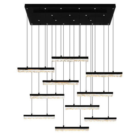 CWI Lighting Stagger Integrated LED Black Chandelier Model: 1588P48-10-101