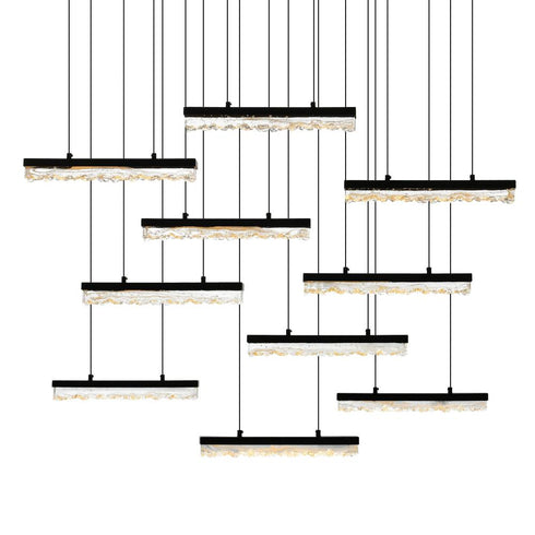 CWI Lighting Stagger Integrated LED Black Chandelier Model: 1588P48-10-101