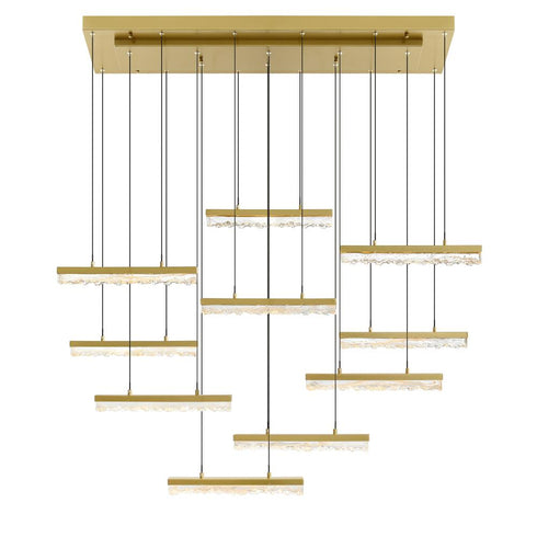 CWI Lighting Stagger Integrated LED Brass Chandelier Model: 1588P48-10-624