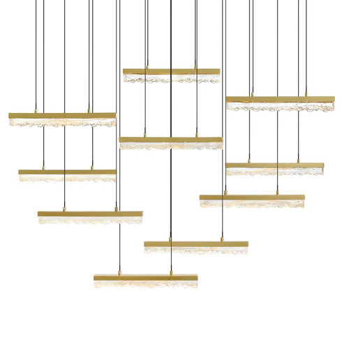CWI Lighting Stagger Integrated LED Brass Chandelier Model: 1588P48-10-624