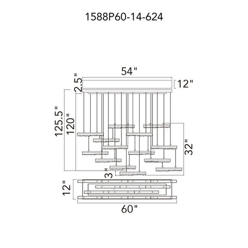 CWI Lighting Stagger Integrated LED Brass Chandelier Model: 1588P60-14-624