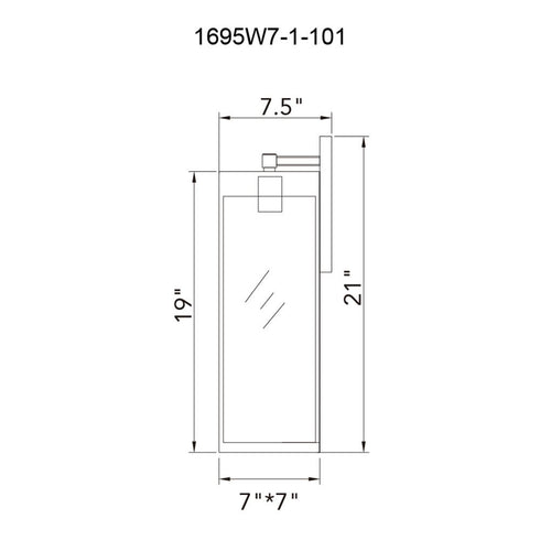 CWI Lighting Windsor 1 Light Black Outdoor Wall Light Model: 1695W7-1-101