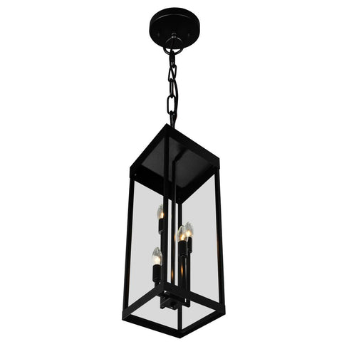 CWI Lighting Windsor 4 Light Black Outdoor Ceiling Light Model: 1695P8-4-101
