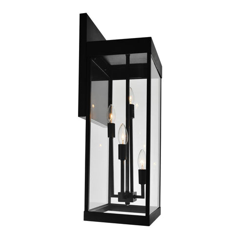CWI Lighting Windsor 4 Light Black Outdoor Wall Light Model: 1695W8-4-101