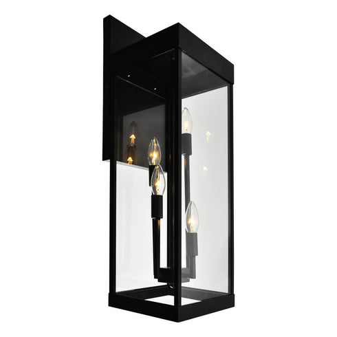 CWI Lighting Windsor 4 Light Black Outdoor Wall Light Model: 1695W8-4-101