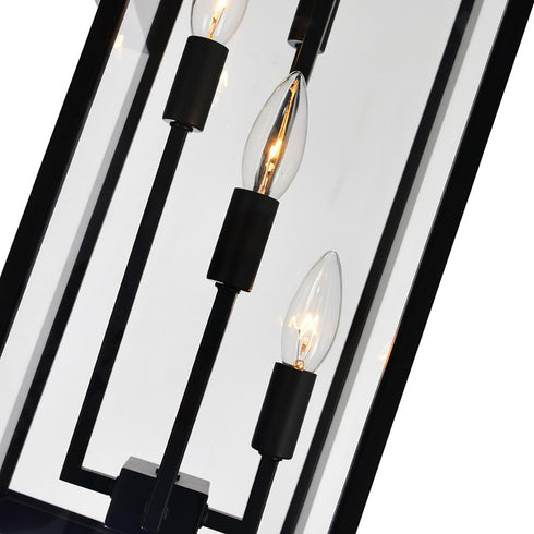 CWI Lighting Windsor 4 Light Black Outdoor Wall Light Model: 1695W8-4-101