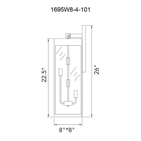 CWI Lighting Windsor 4 Light Black Outdoor Wall Light Model: 1695W8-4-101