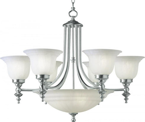 Dolan Designs 9 Light Richland 6+3 Light Bowl Chandelier in Satin Nickel Model: 665-09