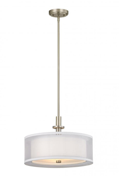 Dolan Designs Double Organza 3 Light Pendant in Satin Nickel Model: 1274-09