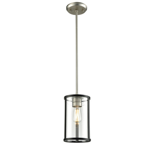 DVI Lighting 1 Light Downtown Pendant in Buffed Nickel And Graphite Finish Model: DVP25421BN/GR-CL