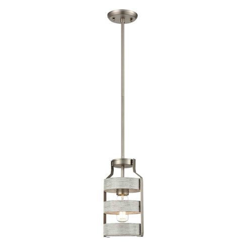 DVI Lighting 1 Light FORT GARRY MINI PENDANT in Buffed Nickel and Barnwood on Metal Finish Model: DVP41821BN+BAW