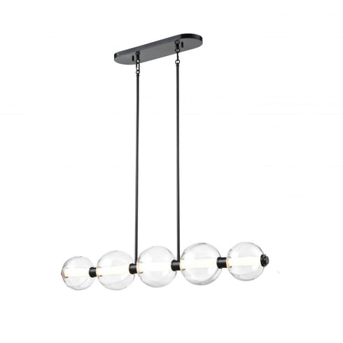 DVI Lighting 1 Light GLIMMER 38 Inch LINEAR BLACK With PUMPKIN GLASS in Ebony Finish Model: DVP34902EB-PUC