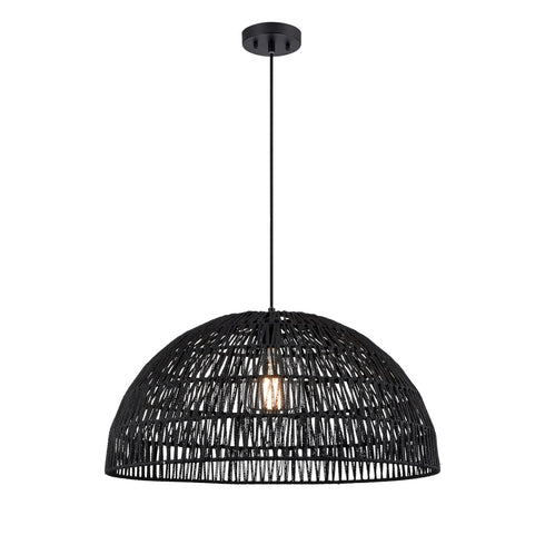 DVI Lighting 1 Light Lac Du Bonnet 25.75 Inch Pendant in Black and Black Yarn Finish Model: DVP44218BK-BY