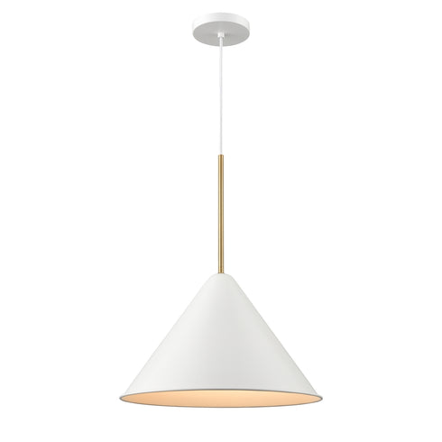 DVI Lighting 1 Light LILY 16 Inch 1 Light PENDANT in Matte White and Brass Finish Model: DVP46120MW+BR