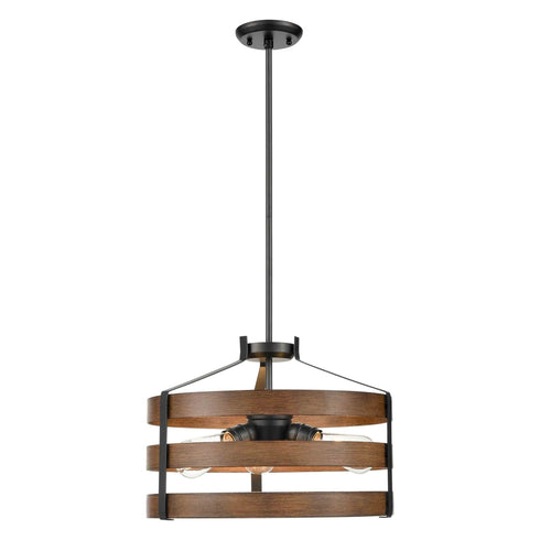 DVI Lighting 3 Light FORT GARRY 3 Light PENDANT in Buffed Nickel and Barnwood on Metal Finish Model: DVP41820BN+BAW
