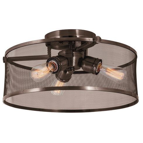 DVI Lighting 3 Light GASTOWN 3 Light SEMI FLUSH in Graphite Net Finish Model: DVP15712GR-N