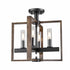 DVI Lighting 4 Light BLAIRMORE 4 Light SEMI FLUSH in Ironwood on Metal and Graphite Finish Model: DVP30211GR+IW-CL