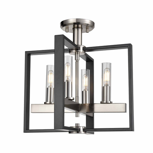 DVI Lighting 4 Light BLAIRMORE 4 Light SEMI FLUSH in Ironwood on Metal and Graphite Finish Model: DVP30211GR+IW-CL