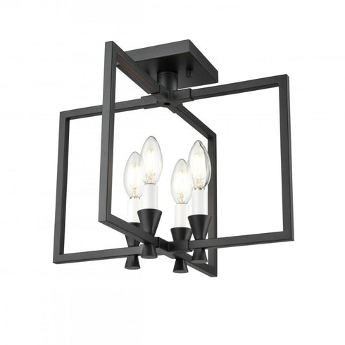 DVI Lighting 4 Light CARISBROOKE 15 Inch SEMI FLUSH BLACK in Ebony Finish Model: DVP37111EB