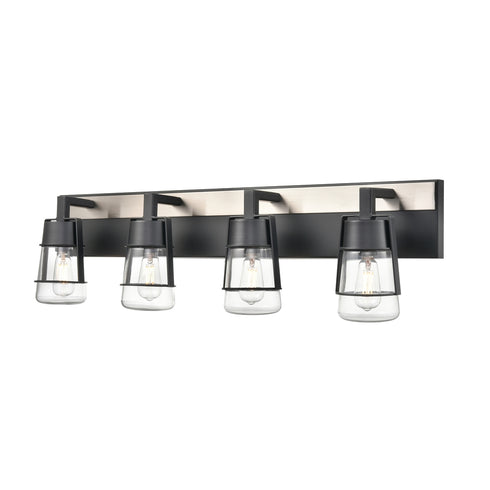 DVI Lighting 4 Light LAKE OF THE WOODS 4 Light VANITY in Ebony and Satin Nickel Finish Model: DVP44444EB+SN-CL