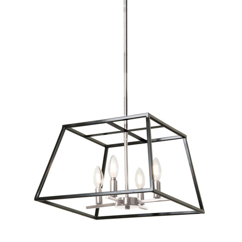DVI Lighting 4 Light LAURENTIAN 4 Light PENDANT in Satin Nickel and Graphite Finish Model: DVP30006SN+GR