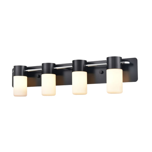 DVI Lighting 4 Light TUXEDO 4 Light VANITY in Ebony and Chrome Finish Model: DVP40744EB+CH-OP
