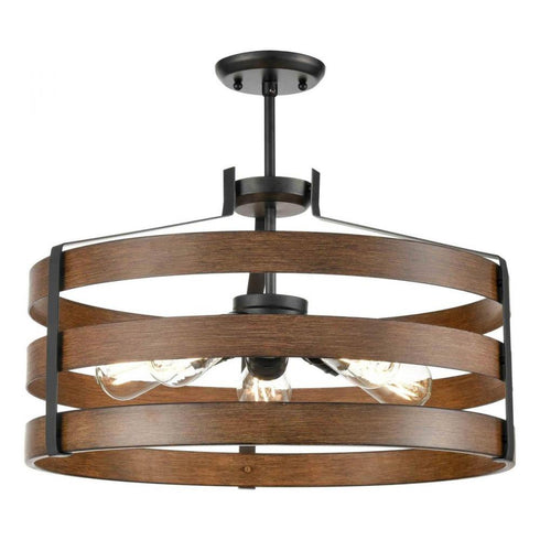DVI Lighting 5 Light FORT GARRY 5 Light DUAL MOUNT in Buffed Nickel and Barnwood on Metal Finish Model: DVP41808BN+BAW
