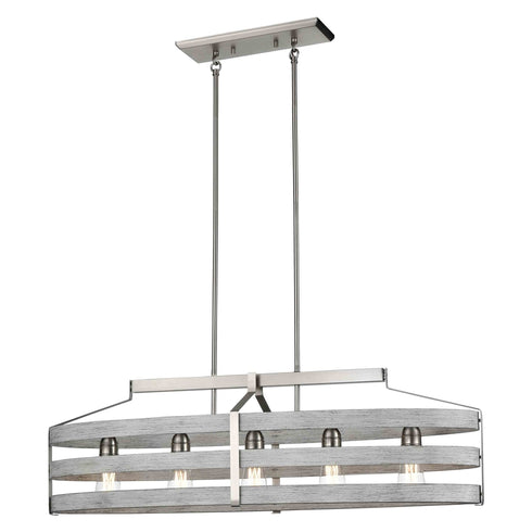 DVI Lighting 5 Light FORT GARRY 5 Light LINEAR in Buffed Nickel and Barnwood on Metal Finish Model: DVP41802BN+BAW