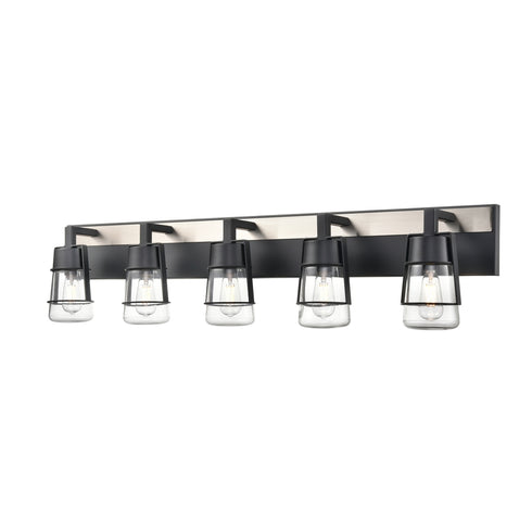 DVI Lighting 5 Light LAKE OF THE WOODS 5 Light VANITY in Ebony and Satin Nickel Finish Model: DVP44455EB+SN-CL