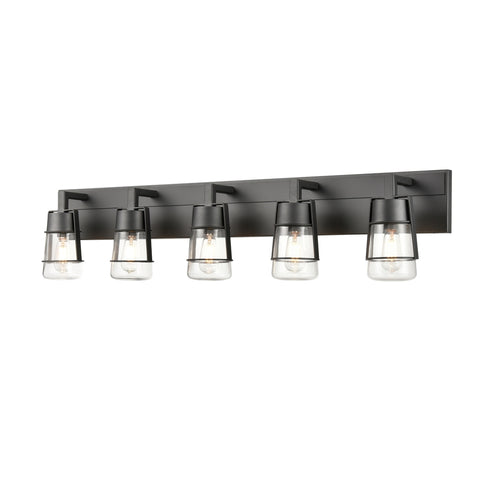 DVI Lighting 5 Light LAKE OF THE WOODS 5 Light VANITY in Ebony and Satin Nickel Finish Model: DVP44455EB+SN-CL