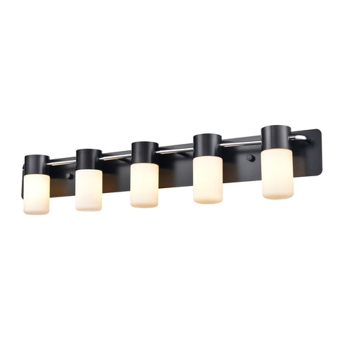 DVI Lighting 5 Light TUXEDO 5 Light VANITY in Ebony and Chrome Finish Model: DVP40755EB+CH-OP