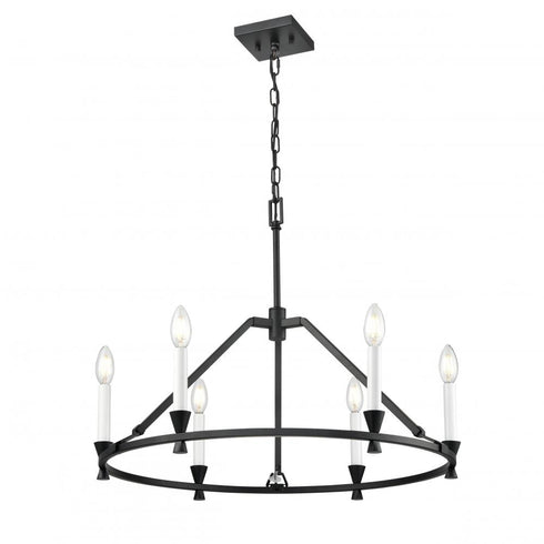 DVI Lighting 6 Light CARISBROOKE 26 Inch CHANDELIER BLACK in Ebony Finish Model: DVP37126EB