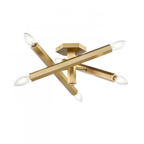 DVI Lighting 6 Light KESTREL 6 Light SEMI FLUSH in Brass Finish Model: DVP30613BR