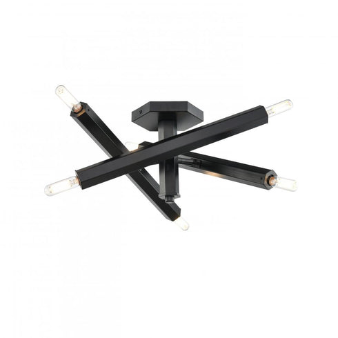 DVI Lighting 6 Light KESTREL 6 Light SEMI FLUSH in Ebony Finish Model: DVP30613EB