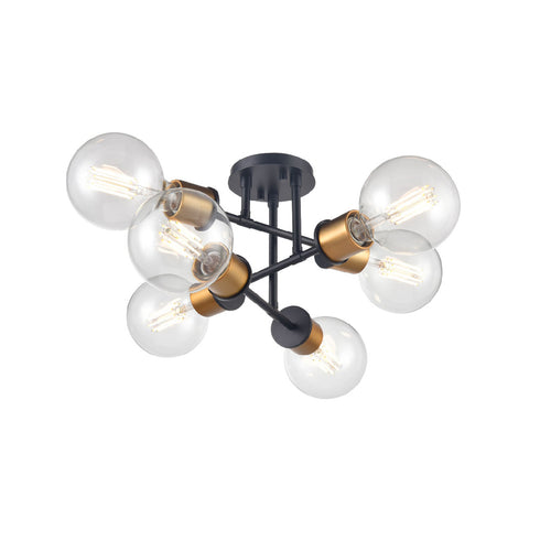 DVI Lighting 6 Light LAKE LOUISE 6 Light SEMI FLUSH in Multiple Finishes and Ebony Finish Model: DVP47611MF+EB