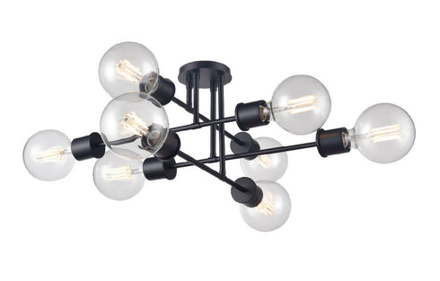 DVI Lighting 8 Light LAKE LOUISE 8 Light SEMI FLUSH in Multiple Finishes and Ebony Finish Model: DVP47612MF+EB