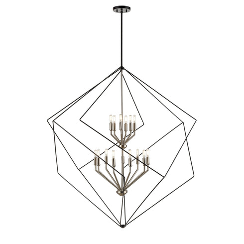 DVI Lighting Ashoona 15 Light Foyer in Buffed Nickel And Ebony Finish Model: DVP44949BN+EB