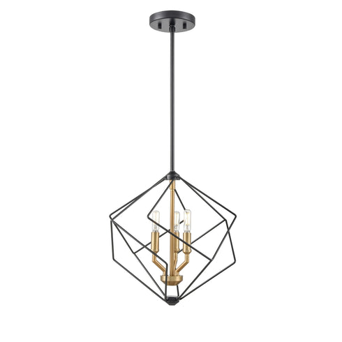 DVI Lighting Ashoona 3 Light Pendant in Buffed Nickel And Ebony Finish Model: DVP44920BN+EB