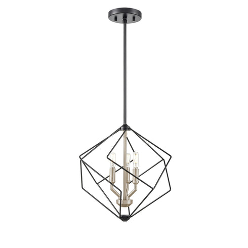 DVI Lighting Ashoona 3 Light Pendant in Buffed Nickel And Ebony Finish Model: DVP44920BN+EB