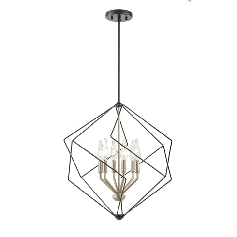 DVI Lighting Ashoona 6 Light Pendant in Buffed Nickel And Ebony Finish Model: DVP44905BN+EB
