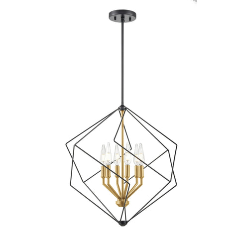DVI Lighting Ashoona 6 Light Pendant in Buffed Nickel And Ebony Finish Model: DVP44905BN+EB