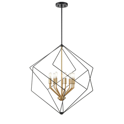 DVI Lighting Ashoona 9 Light Foyer in Buffed Nickel And Ebony Finish Model: DVP44948BN+EB