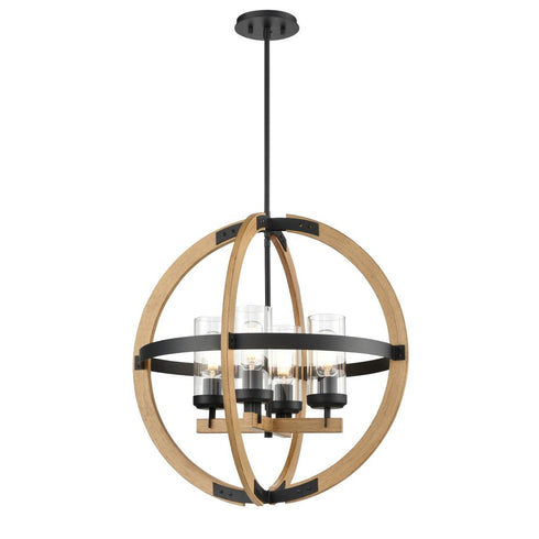 DVI Lighting OKANAGAN 4 LIGHT ORB PENDANT in Ebony Finish Model: DVP38650EB+NW-CL