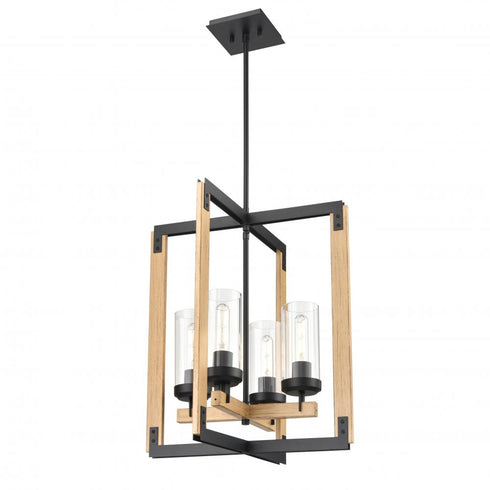 DVI Lighting OKANAGAN 4 LIGHT PENDANT in Ebony Finish Model: DVP38648EB+NW-CL