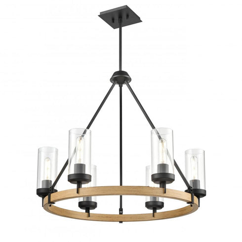 DVI Lighting OKANAGAN 6 LIGHT FOYER PENDANT in Ebony Finish Model: DVP38626EB+NW-CL