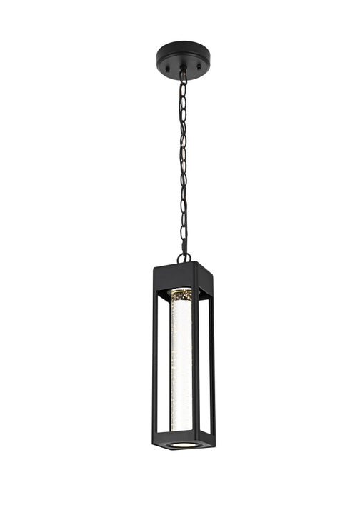 Elegant Lighting 1 Light Amaris 15 inch LED Outdoor Pendant in Black in Black and Clear Finish Model: OD604H15BK