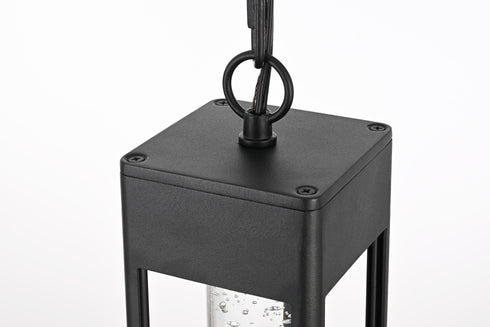 Elegant Lighting 1 Light Amaris 15 inch LED Outdoor Pendant in Black in Black and Clear Finish Model: OD604H15BK